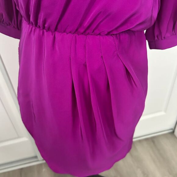Amanda Uprichard Silk Purple Wrap Dress Small V Neck Elegant Cocktail Wear Party - Picture 4 of 7